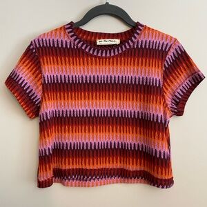 Colorful Free People Striped Knit Crop Top